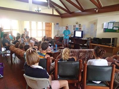 A presentation by Ian Campbell on shark conservation Ian Campbell talking to Projects Abroad volunteers in Fiji