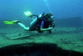 Volunteer Thailand A Marine Conservation volunteer monitors sea creatures during a dive off the coast of Thailand.