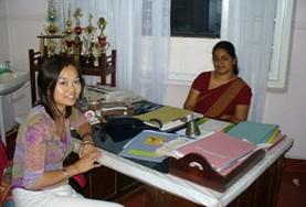 Volunteer Sri Lanka A Midwifery Elective intern sits with the director of her placement hospital in Sri Lanka.