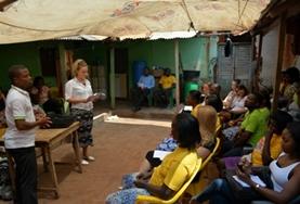 Volunteer Law & Human Rights A Human Rights volunteer gives a talk on women's rights to a group of women in Ghana.