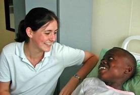 Volunteer Medicine & Healthcare A Dentistry intern volunteering in Ghana spends time with a patient after a dental procedure.