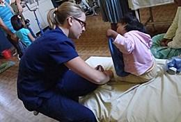 Volunteer Bolivia A professional physiotherapist works through a treatment regime with a young child at our volunteer placement in Bolivia.