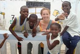 Volunteer Building A High School Special Building & French volunteer spends time with the children at the school in Senegal where she is doing renovation work.