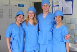 Volunteer Mongolia Medicine High School Special interns wear their scrubs, ready to observe surgery at a hospital in Mongolia.